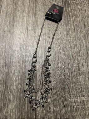 Paparazzi Black Multi-Strand Chain Necklace and Earrings Set NWT